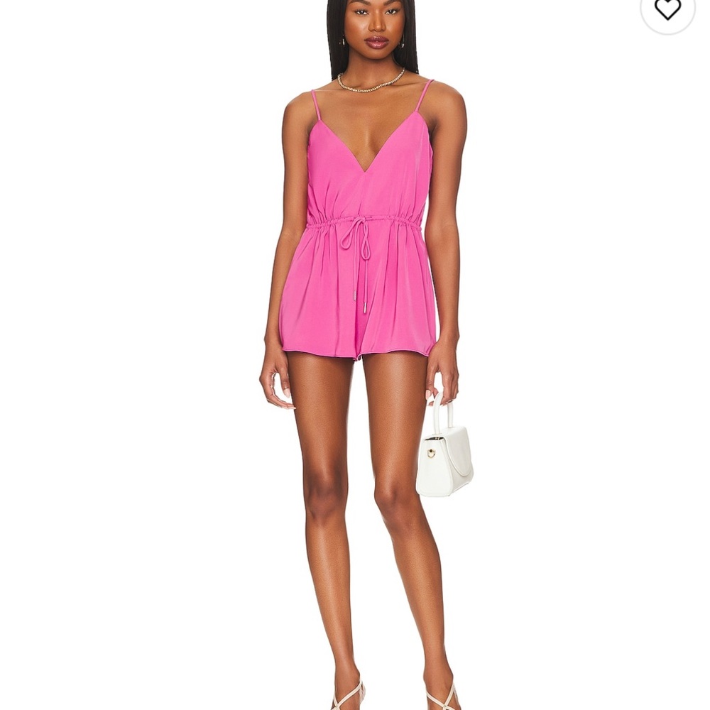 superdown Austin Deep V Romper- pink
